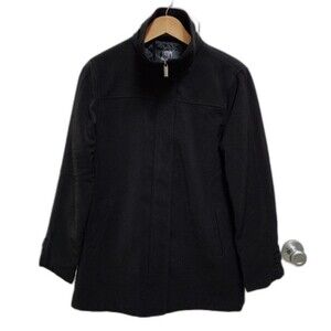 J Percy Coat Womens S Black Polyester Zip Closure Mock Neck Quilted Lined